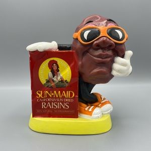 California Raisins Coin Bank 1987 Sun-Maid CALRAB Some Wear Paper Peeling